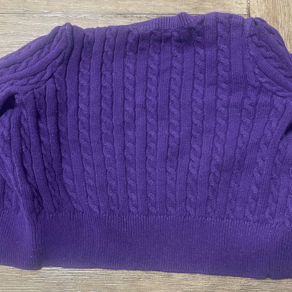 Purple Cable Knit Crew Neck Sweater